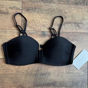 Athleta Black swim top with Gold Accent